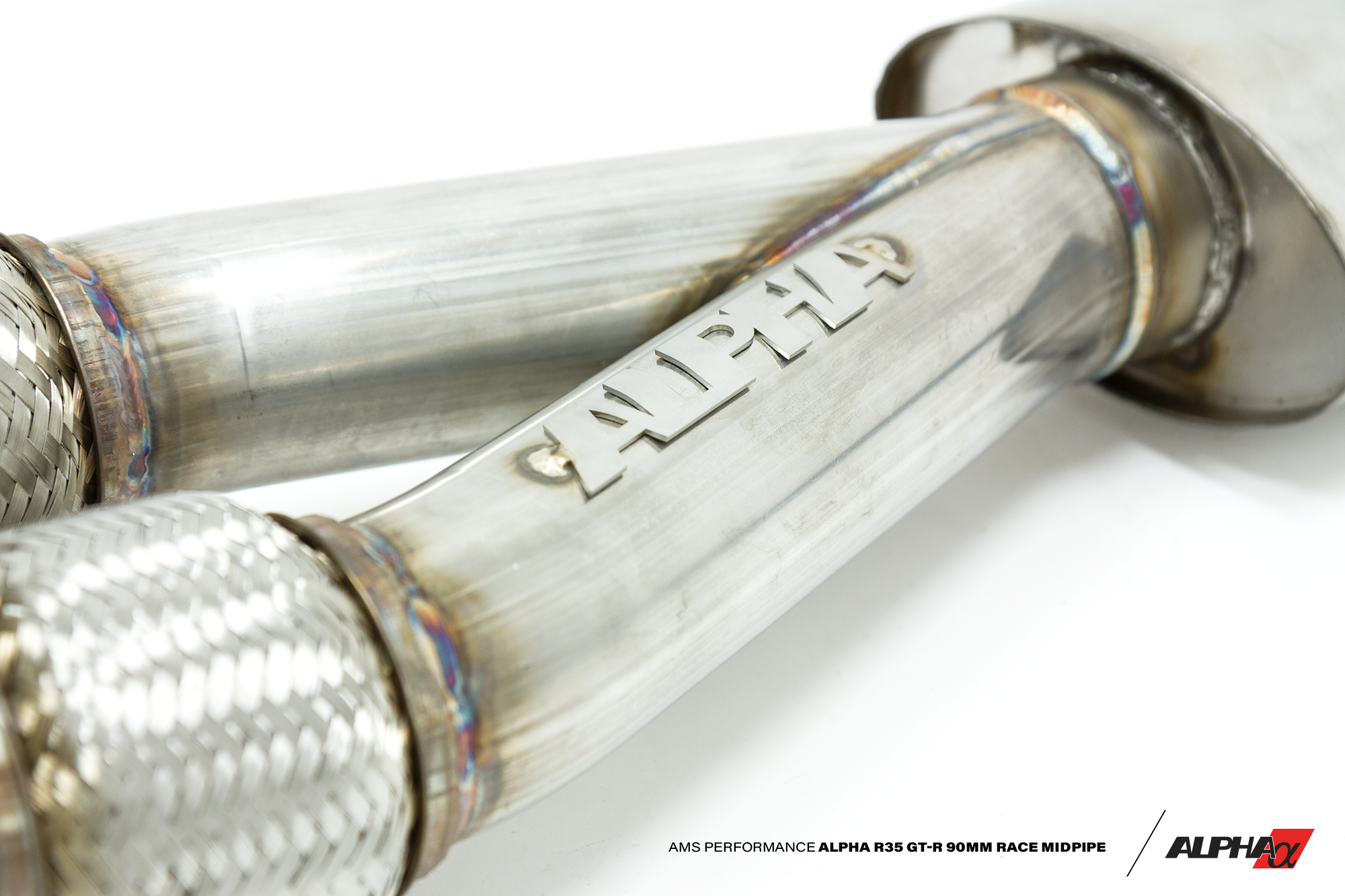 AMS Performance 2009+ Nissan GT-R R35 Alpha 90mm Midpipe w/Race Cats 76mm Exit