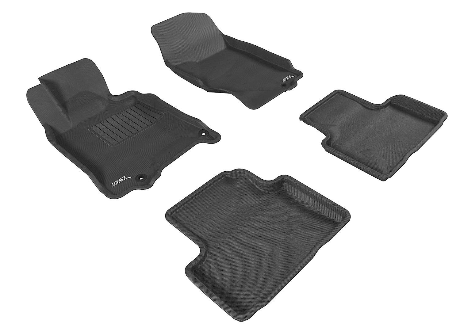 3D MAXpider | 2007 2015 INFINITI Q40/G35/37 SEDAN KAGU 1ST ROW 2ND ROW Floormats - BLACK - Carbon Fiber Embossed Pattern