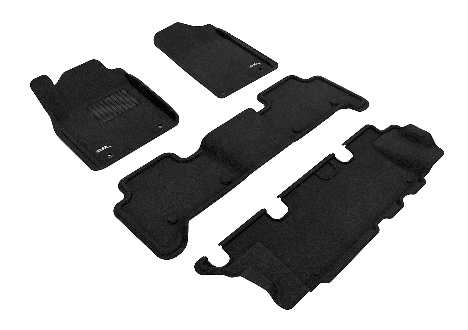 3D MAXpider | 2011 2024 INFINITI QX80 / QX56 ELEGANT 1ST ROW 2ND ROW 3RD ROW Floormats - BLACK - Woven PP