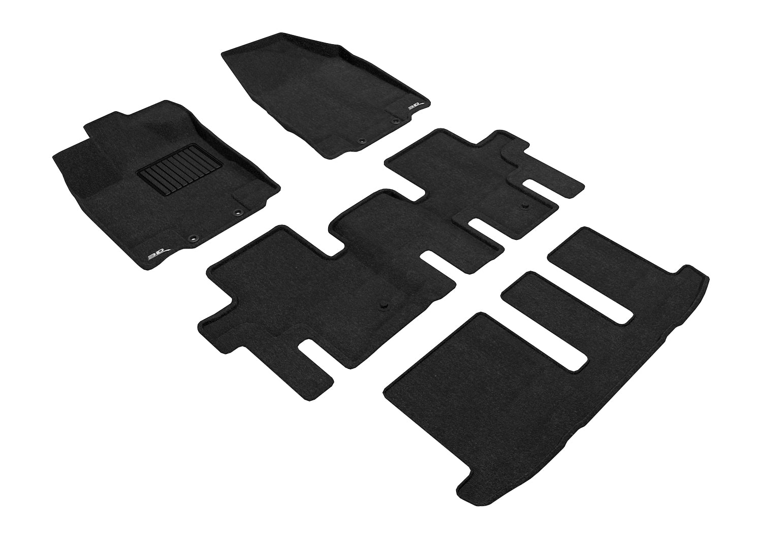 3D MAXpider | 2013 2020 INFINITI QX60/ JX ELEGANT 1ST ROW 2ND ROW 3RD ROW Floormats - BLACK - Woven PP