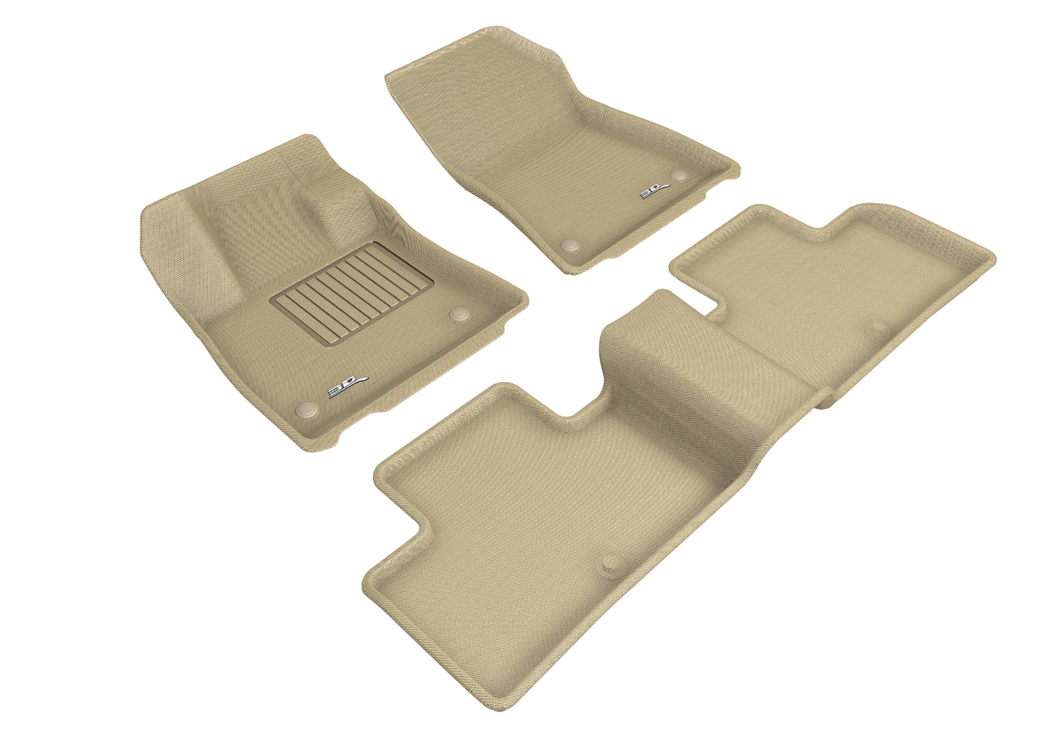 3D MAXpider | 2019 2022 INFINITI QX50 / QX55 KAGU 1ST ROW 2ND ROW Floormats - TAN - Carbon Fiber Embossed Pattern