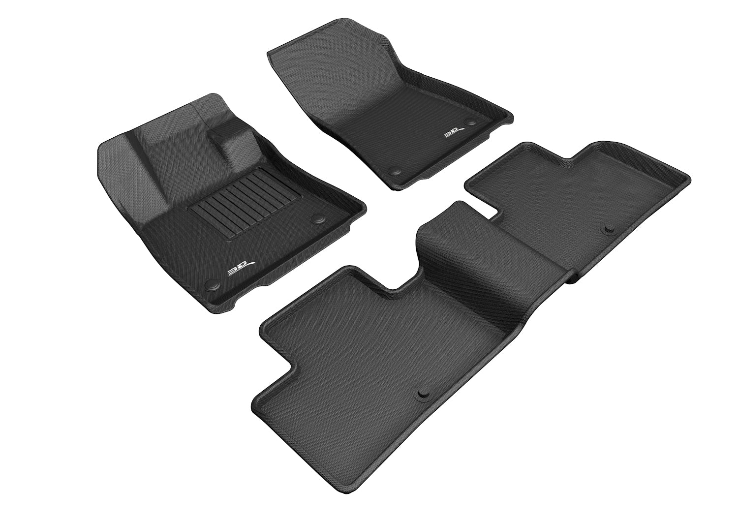 3D MAXpider | 2019 2023 INFINITI QX50 / QX55 KAGU 1ST ROW 2ND ROW Floormats - BLACK - Carbon Fiber Embossed Pattern