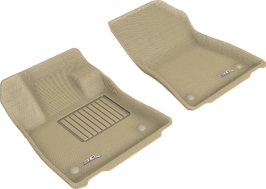 3D MAXpider | 2019 2022 INFINITI QX50 / QX55 KAGU 1ST ROW Floormats - TAN - Carbon Fiber Embossed Pattern