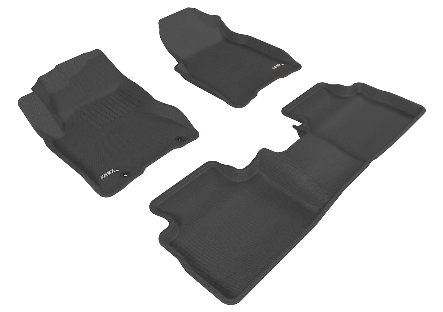 3D MAXpider | 2008 2013 NISSAN ROGUE KAGU 1ST ROW 2ND ROW Floormats - BLACK - Carbon Fiber Embossed Pattern