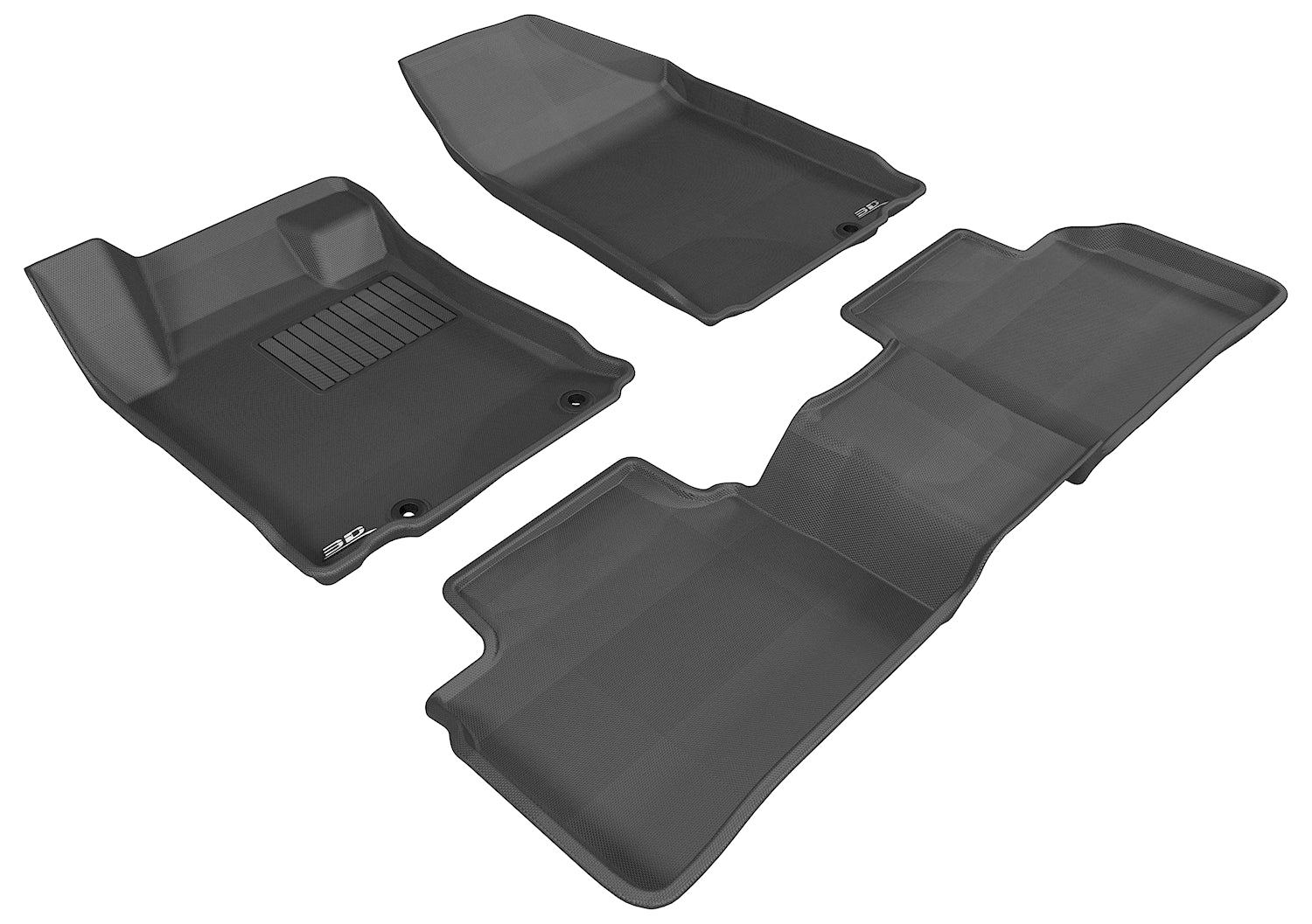 3D MAXpider | 2013 2013 NISSAN ALTIMA SEDAN KAGU 1ST ROW 2ND ROW Floormats - BLACK - Carbon Fiber Embossed Pattern