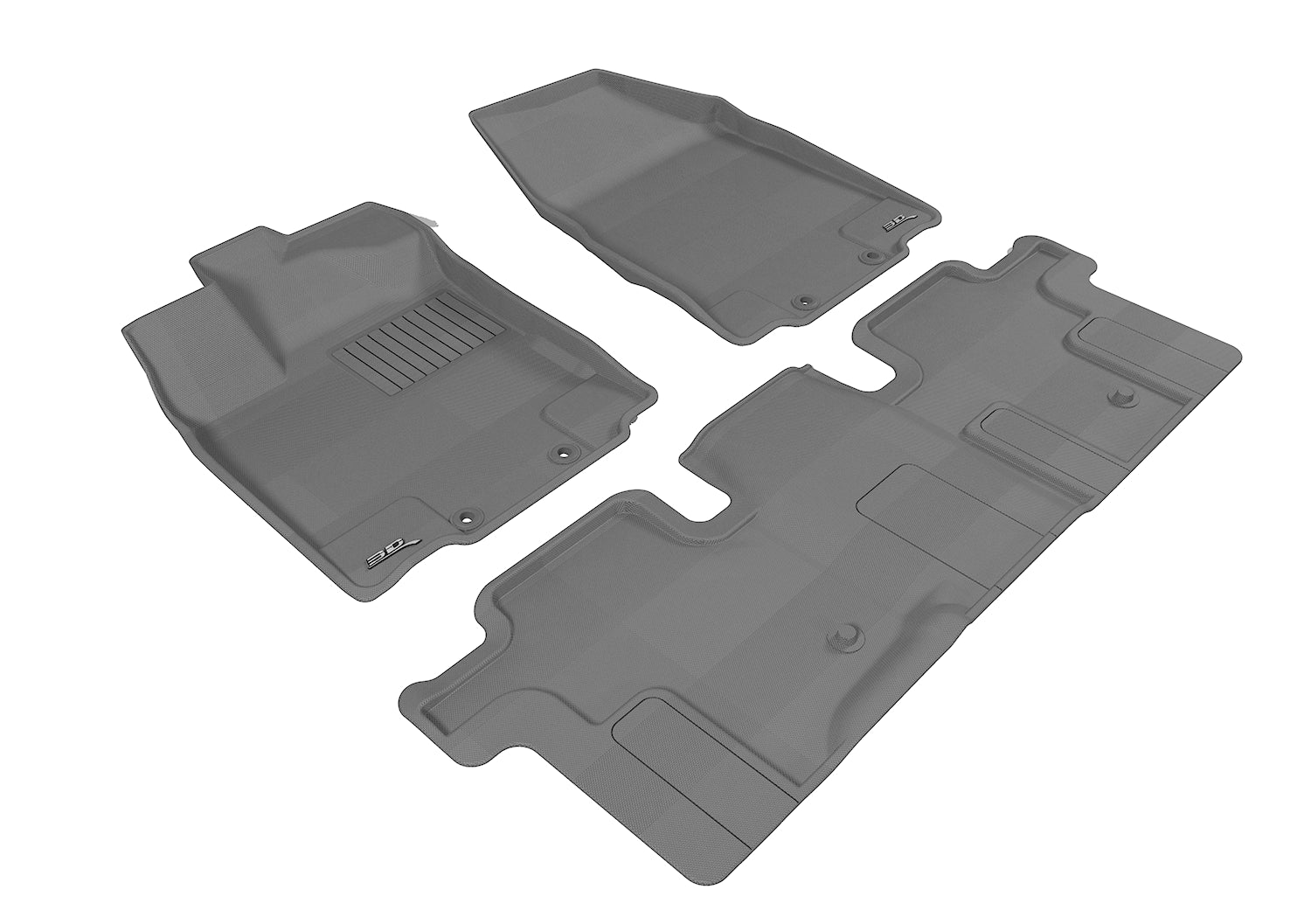 3D MAXpider | 2013 2020 NISSAN PATHFINDER KAGU 1ST ROW 2ND ROW Floormats - GRAY - Carbon Fiber Embossed Pattern