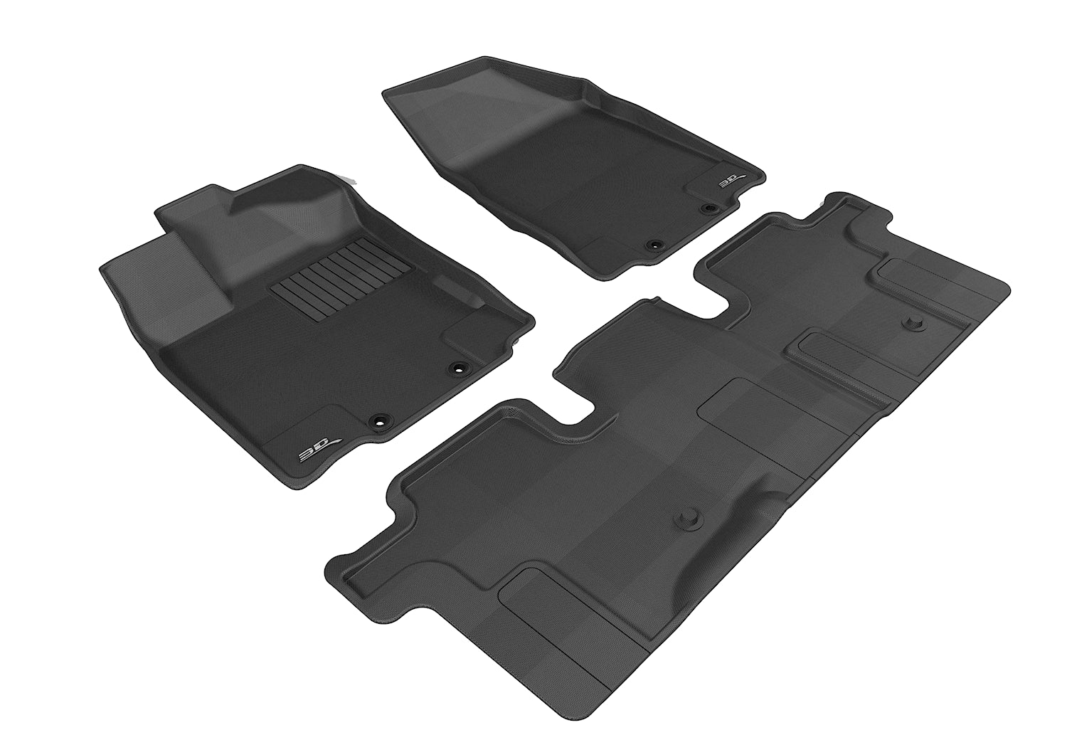 3D MAXpider | 2013 2020 NISSAN PATHFINDER KAGU 1ST ROW 2ND ROW Floormats - BLACK - Carbon Fiber Embossed Pattern