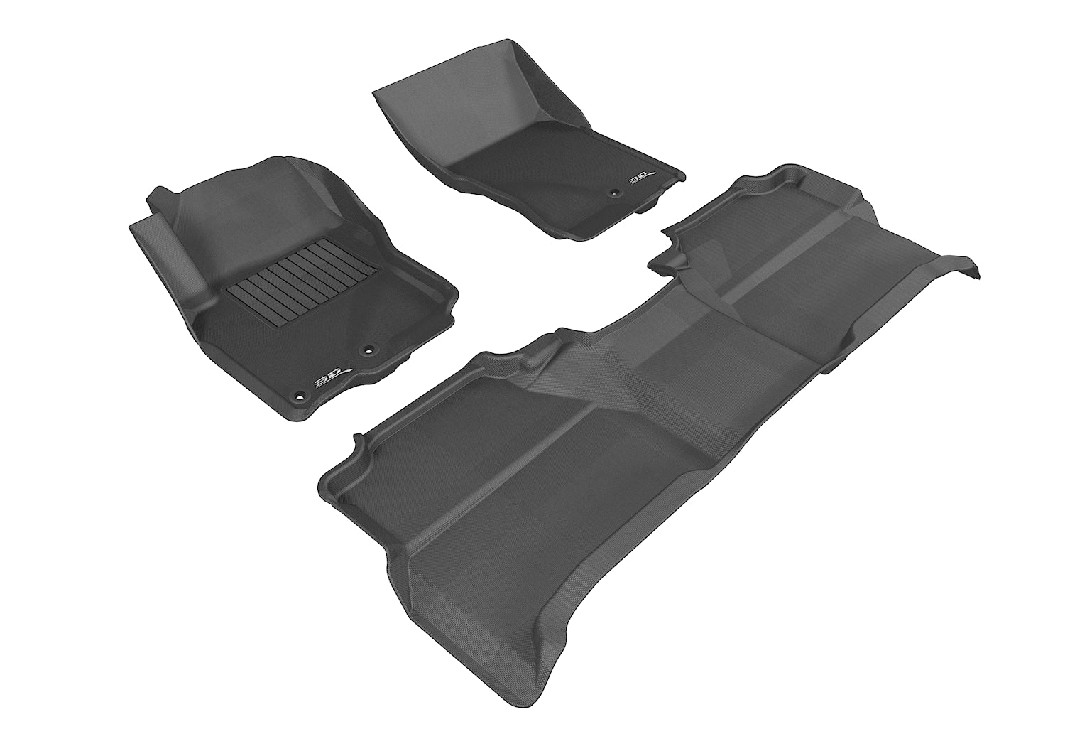 3D MAXpider | 2005 2019 NISSAN FRONTIER CREW CAB KAGU 1ST ROW 2ND ROW Floormats - BLACK - Carbon Fiber Embossed Pattern