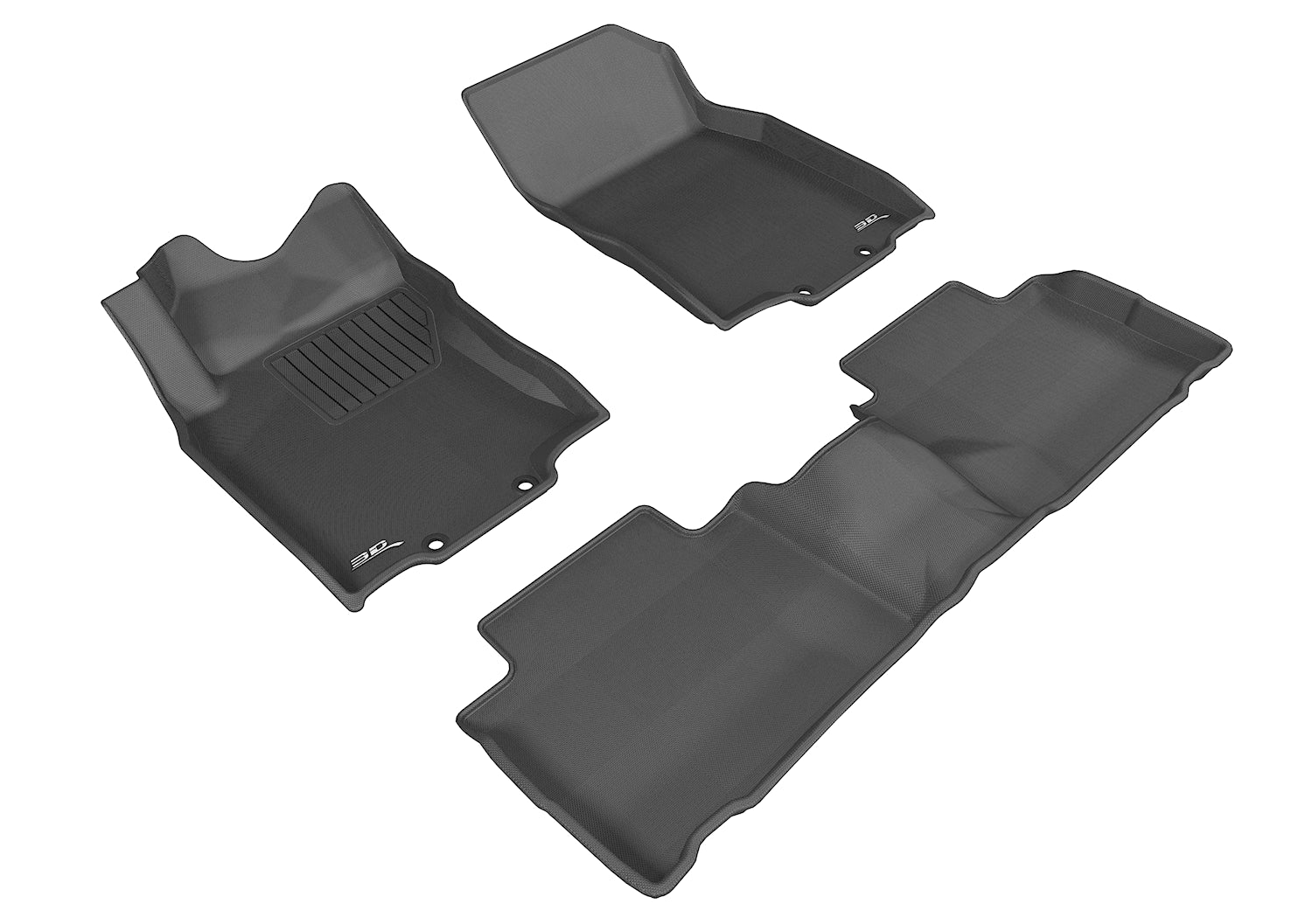 3D MAXpider | 2014 2020 NISSAN ROGUE KAGU 1ST ROW 2ND ROW Floormats - BLACK - Carbon Fiber Embossed Pattern