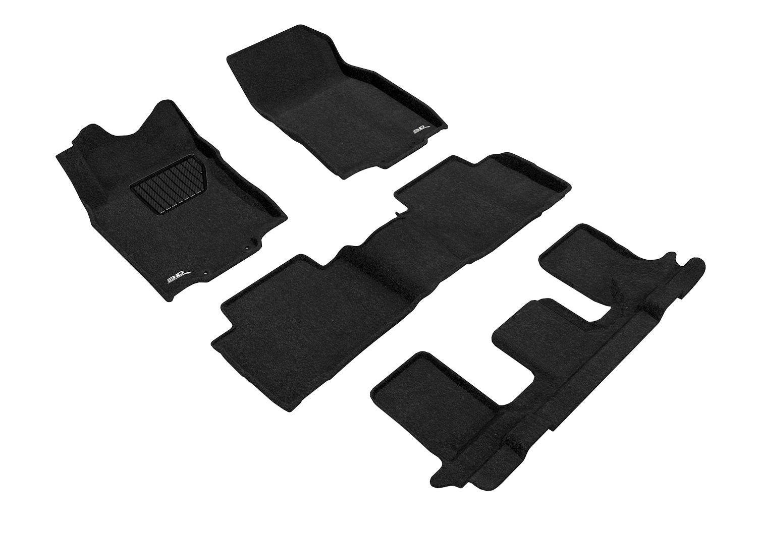 3D MAXpider | 2014 2020 NISSAN ROGUE ELEGANT 1ST ROW 2ND ROW Floormats - BLACK - Woven PP