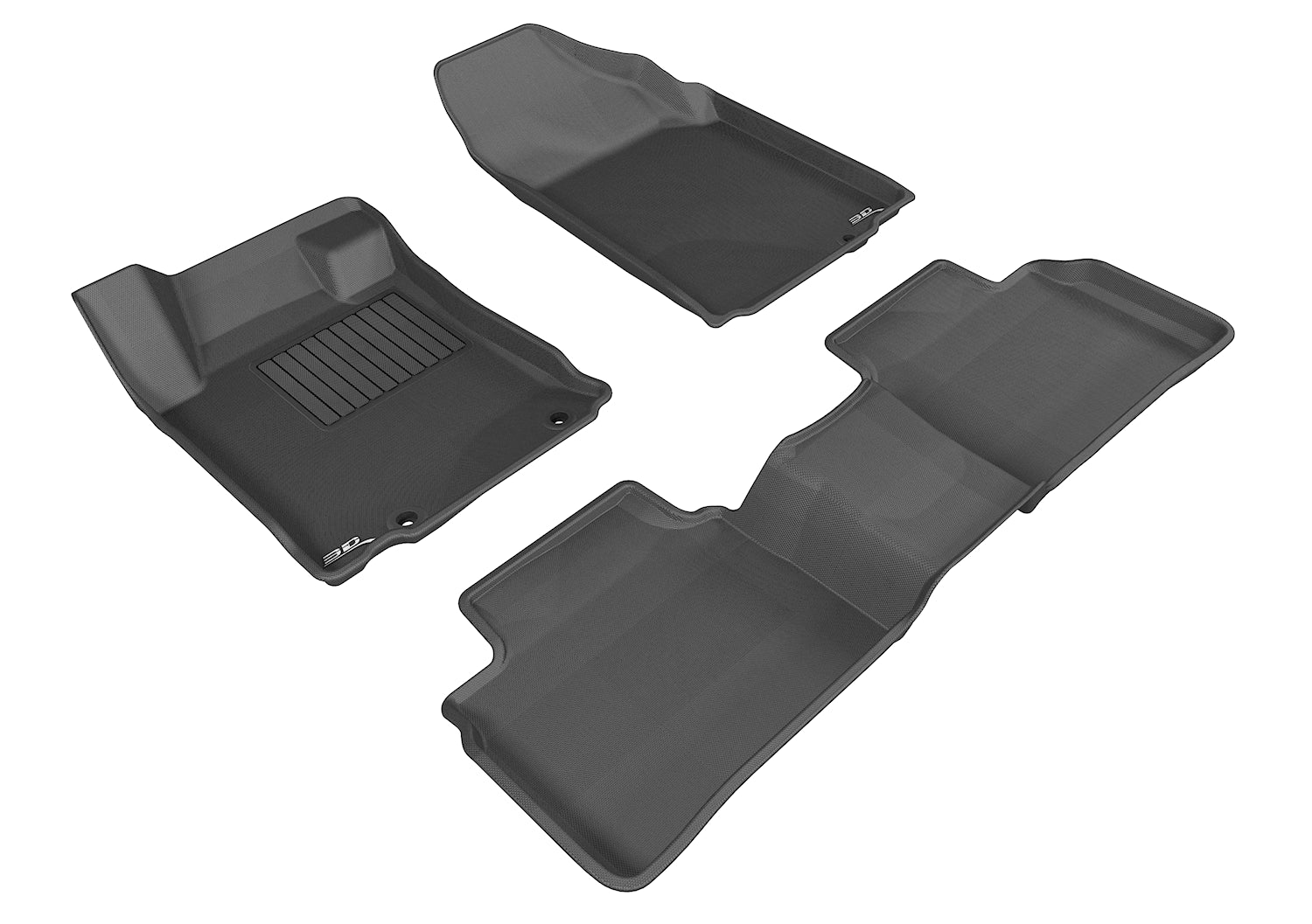 3D MAXpider | 2013 2015 NISSAN ALTIMA SEDAN KAGU 1ST ROW 2ND ROW Floormats - BLACK - Carbon Fiber Embossed Pattern
