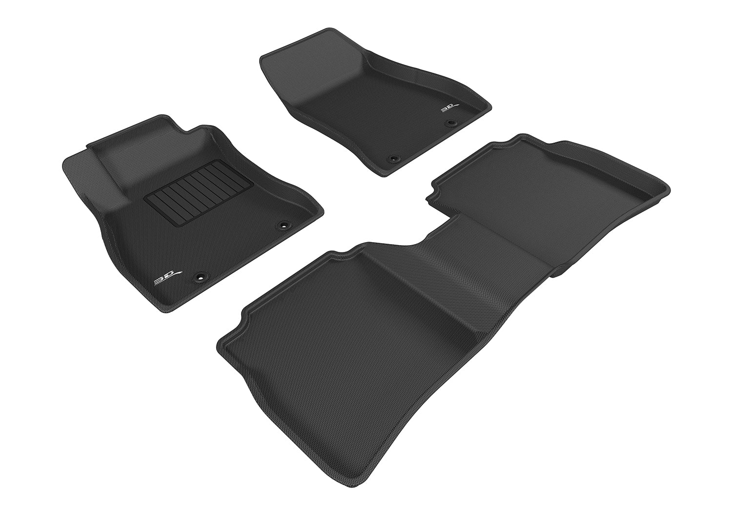 3D MAXpider | 2013 2019 NISSAN SENTRA KAGU 1ST ROW 2ND ROW Floormats - BLACK - Carbon Fiber Embossed Pattern