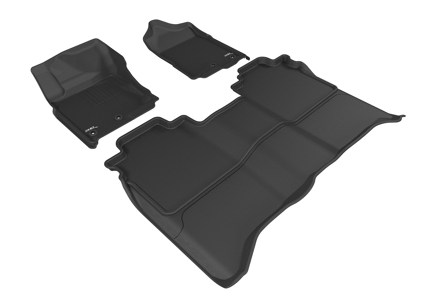 3D MAXpider | 2016 2023 NISSAN TITAN CREW CAB KAGU 1ST ROW 2ND ROW Floormats - BLACK - Carbon Fiber Embossed Pattern
