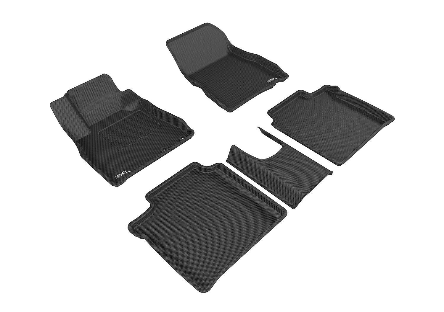 3D MAXpider | 2014 2019 NISSAN VERSA NOTE KAGU 1ST ROW 2ND ROW Floormats - BLACK - Carbon Fiber Embossed Pattern