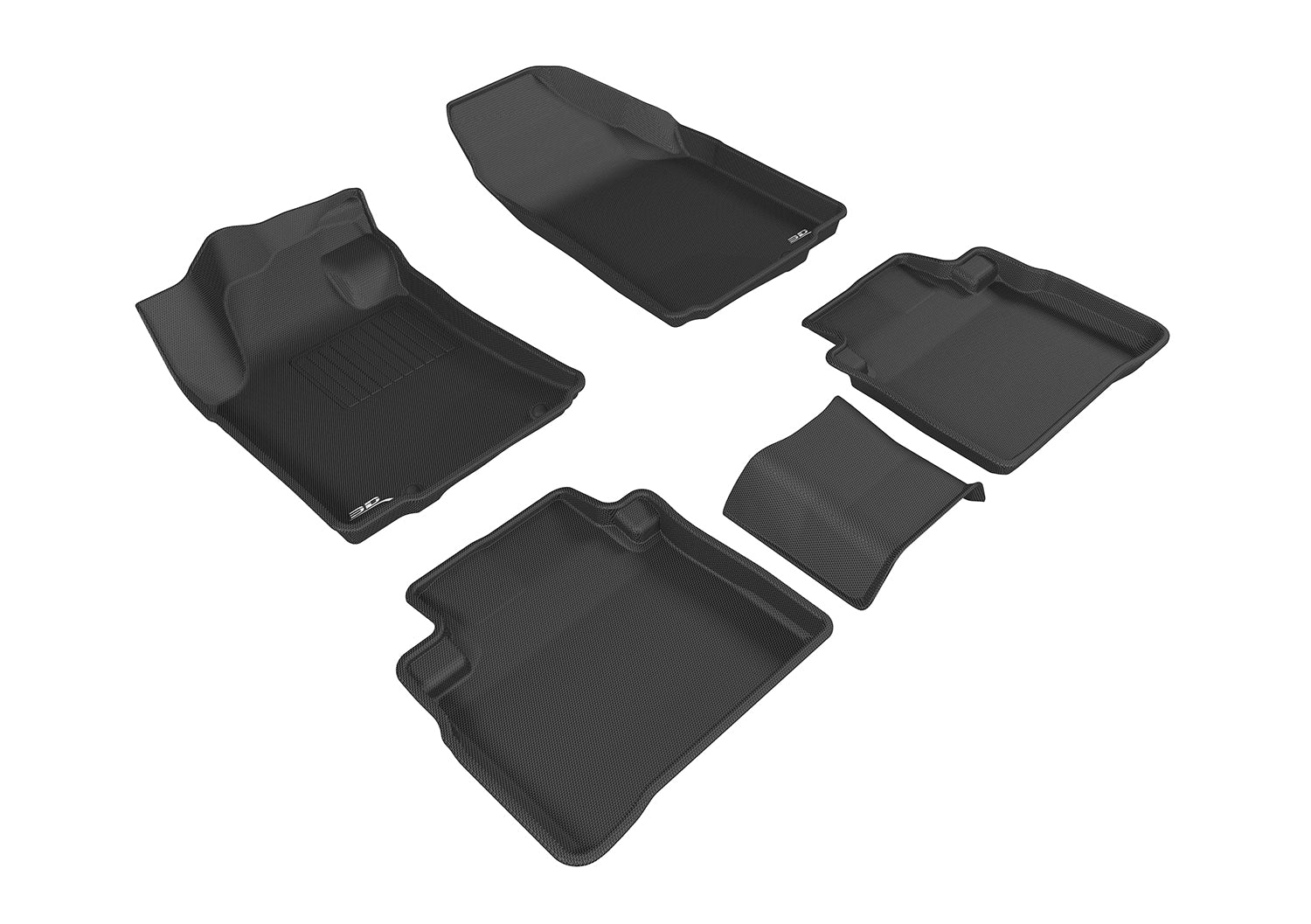 3D MAXpider | 2016 2023 NISSAN MAXIMA KAGU 1ST ROW 2ND ROW Floormats - BLACK - Carbon Fiber Embossed Pattern