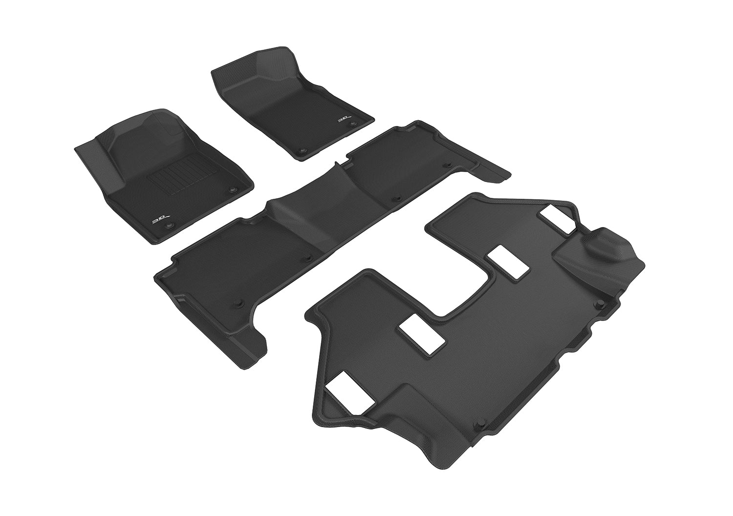 3D MAXpider | 2017 2023 NISSAN ARMADA KAGU 1ST ROW 2ND ROW 3RD ROW Floormats - BLACK - Carbon Fiber Embossed Pattern