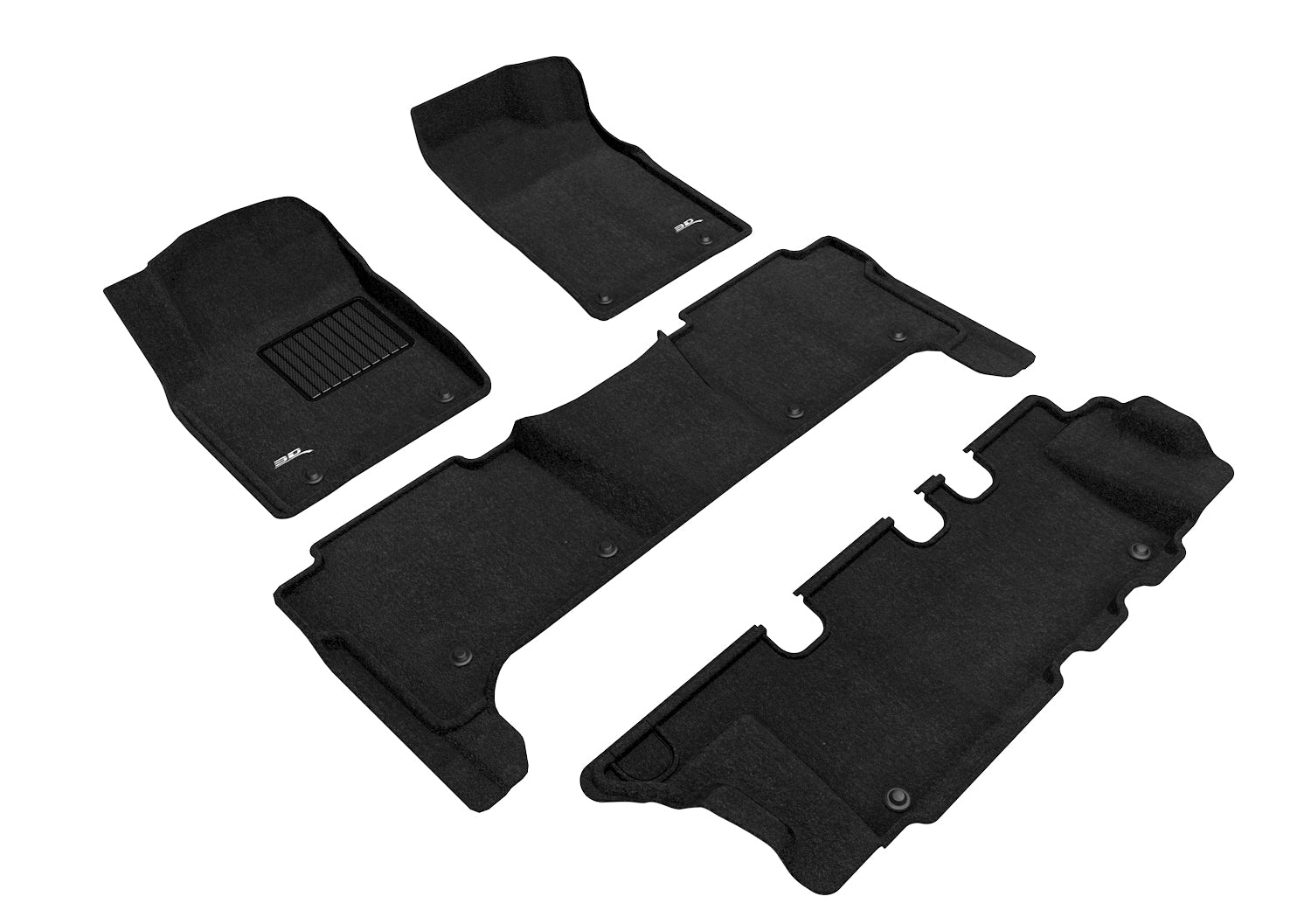 3D MAXpider | 2017 2022 NISSAN ARMADA ELEGANT 1ST ROW 2ND ROW 3RD ROW Floormats - BLACK - Woven PP