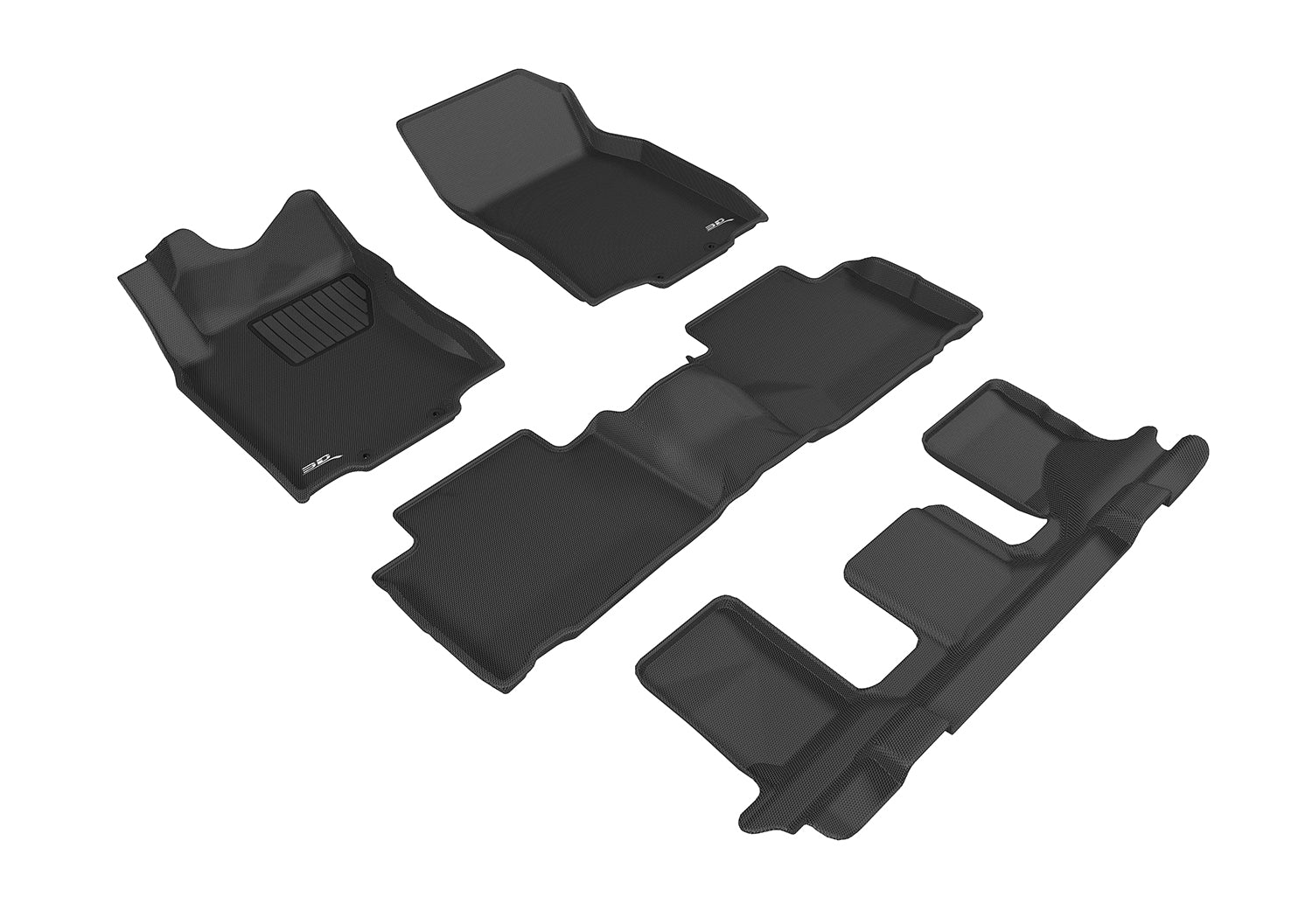 3D MAXpider | 2014 2020 NISSAN ROGUE KAGU 1ST ROW 2ND ROW 3RD ROW Floormats - BLACK - Carbon Fiber Embossed Pattern