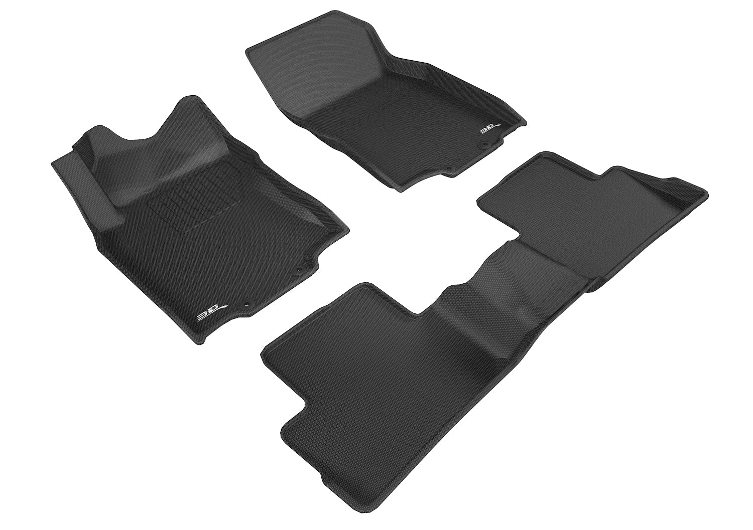 3D MAXpider | 2017 2022 NISSAN ROGUE SPORT KAGU 1ST ROW 2ND ROW Floormats - BLACK - Carbon Fiber Embossed Pattern