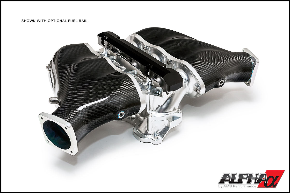 AMS Performance 2009+ Nissan GT-R R35 Alpha Carbon/Billet Intake Manifold w/Secondary Fuel Rail