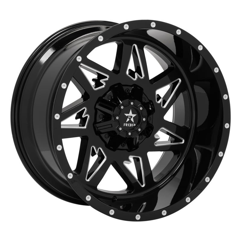 RBP 71R Avenger 22x12 6x139.7 BP / 4.75 BS / -44mm Offset 78mm CB Gloss Black Machined Grooves Wheel