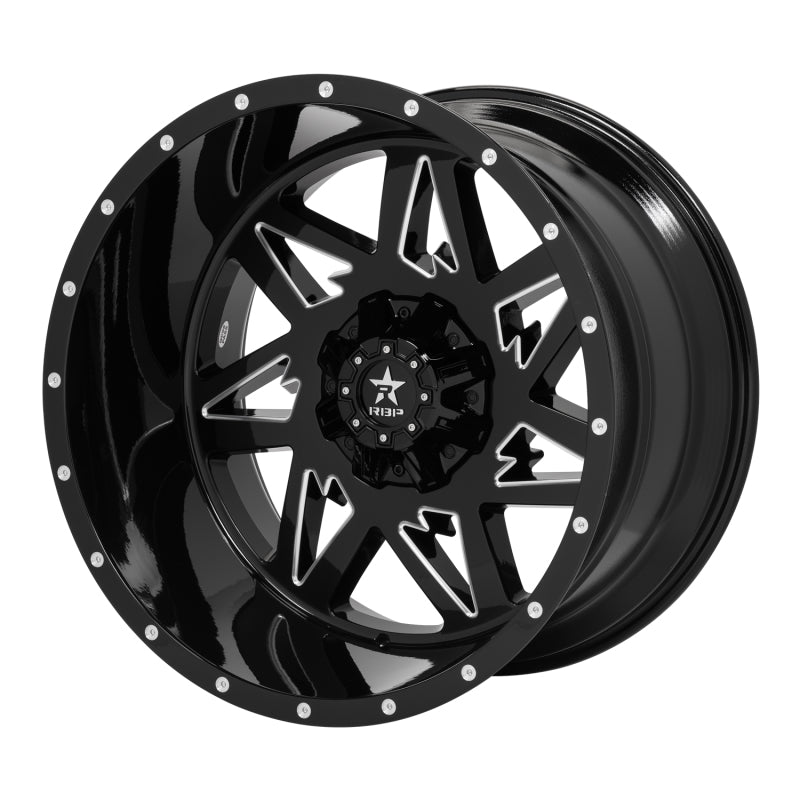 RBP 71R Avenger 24x14 6x139.7 BP / 4.5 BS / -76mm Offset 78mm CB Gloss Black Machined Grooves Wheel