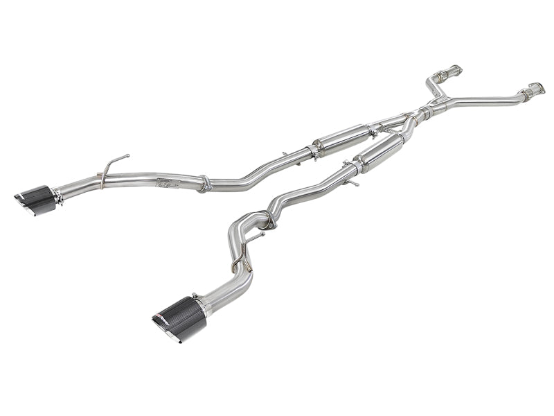 aFe POWER Takeda 2.5in 304 SS CB Exhaust w/ Carbon Fiber Tips 17+ Infiniti Q60 V6-3.0L (tt)