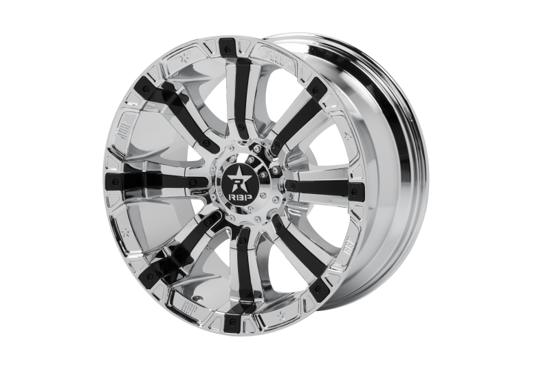 RBP 94R 20x10 6x139.7 BP / 5.5 BS 0mm Offset 78mm CB (Hub Centric) Chrome w/Black Inserts Wheel