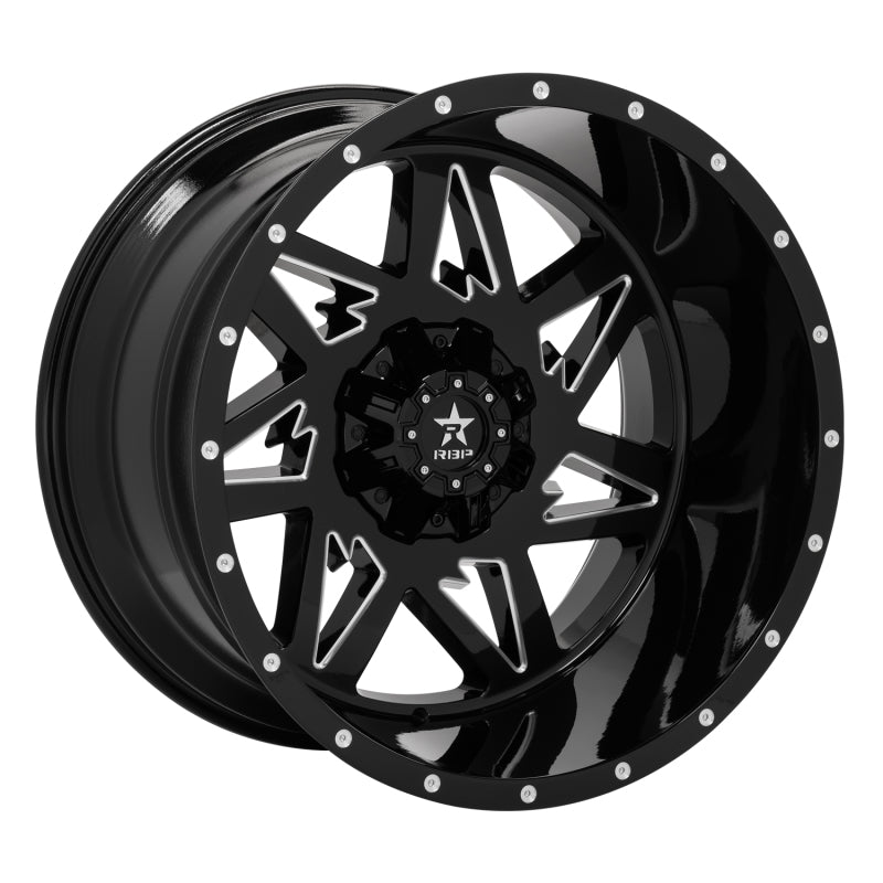 RBP 71R Avenger 24x14 6x139.7 BP / 4.5 BS / -76mm Offset 78mm CB Gloss Black Machined Grooves Wheel