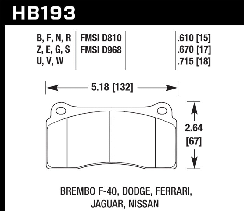 Hawk 09-11 Nissan GT-R Rear / 03-09 Dodge Viper SRT10 Fron & Rear HT-10 Race Brake Pads