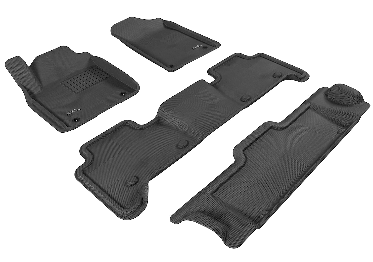 3D MAXpider |  2011 2024 INFINITI QX80 / QX56 KAGU 1ST ROW 2ND ROW 3RD ROW Floormats - BLACK - Carbon Fiber Embossed Pattern
