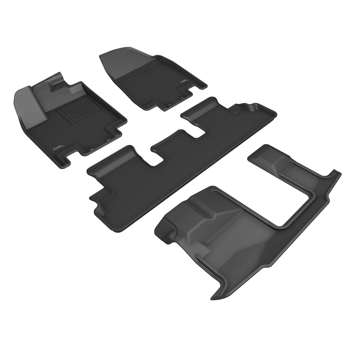 3D MAXpider |  2022 2023 INFINITI QX60 KAGU 1ST ROW 2ND ROW 3RD ROW Floormats - BLACK - Carbon Fiber Prints