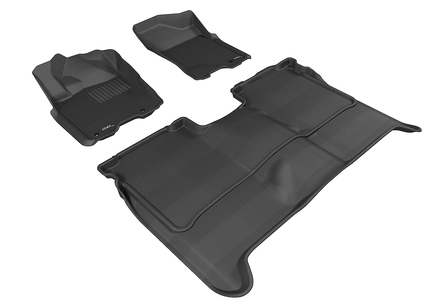 3D MAXpider |  2009 2015 NISSAN TITAN CREW CAB KAGU 1ST ROW 2ND ROW Floormats - BLACK - Carbon Fiber Embossed Pattern