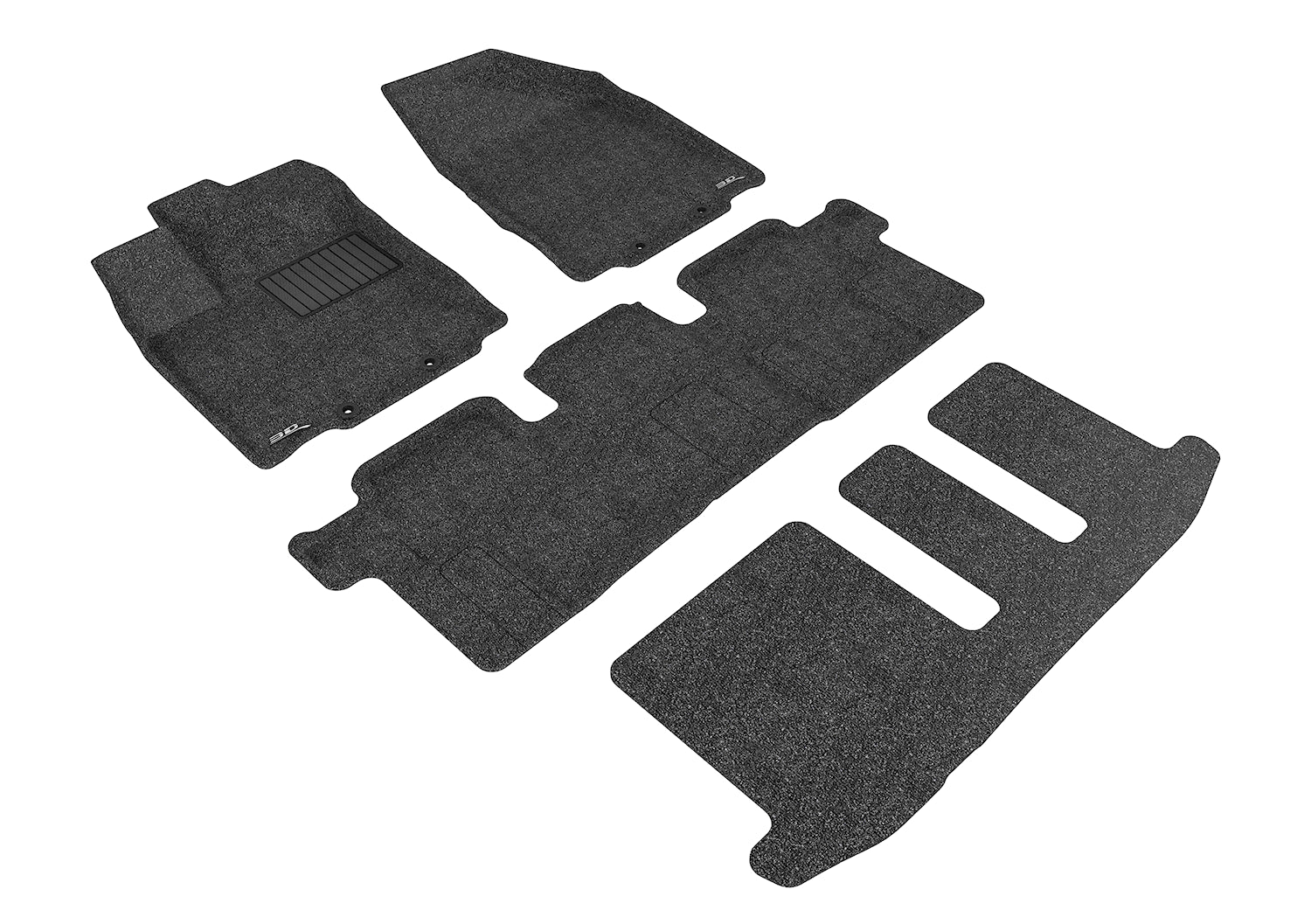 3D MAXpider |  2013 2020 NISSAN PATHFINDER KAGU 1ST ROW 2ND ROW 3RD ROW Floormats - BLACK - Carbon Fiber Embossed Pattern