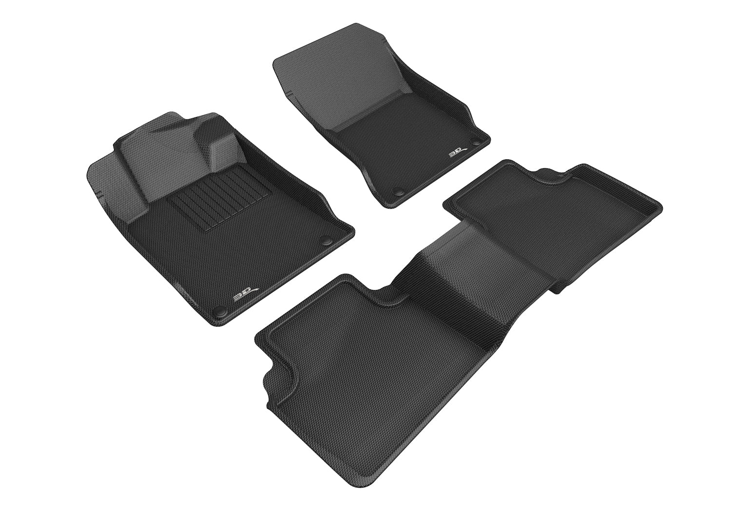 3D MAXpider |  2019 2023 NISSAN ALTIMA KAGU 1ST ROW 2ND ROW Floormats - BLACK - Carbon Fiber Embossed Pattern