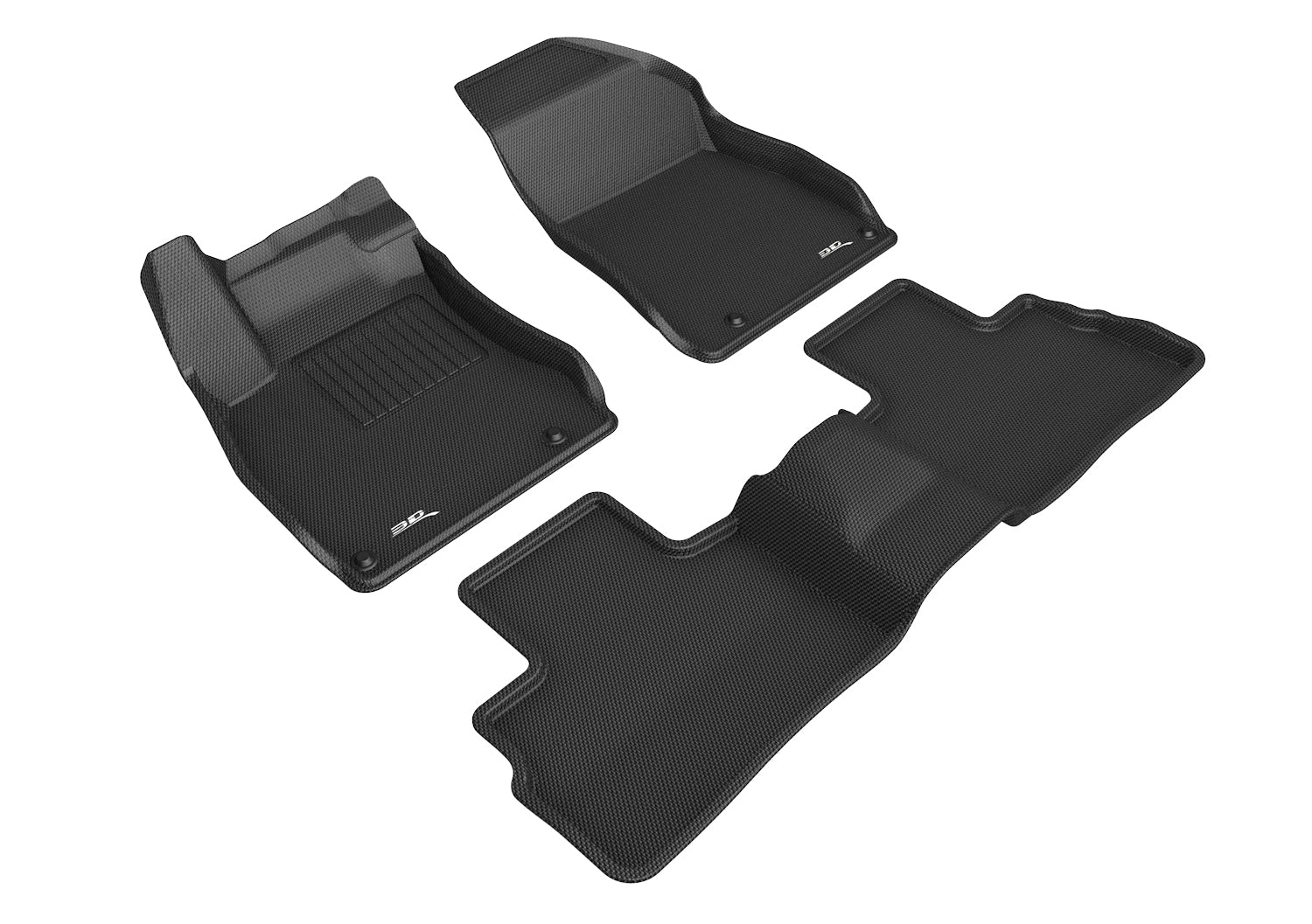 3D MAXpider |  2020 2023 NISSAN SENTRA KAGU 1ST ROW 2ND ROW Floormats - BLACK - Carbon Fiber Embossed Pattern