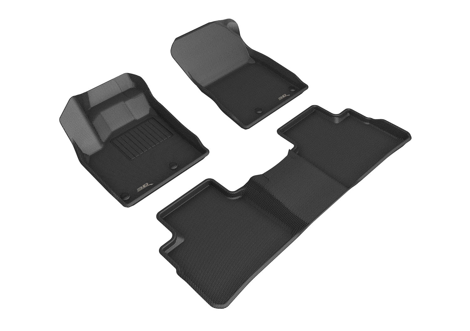 3D MAXpider |  2021 2022 NISSAN ROGUE KAGU 1ST ROW 2ND ROW Floormats - BLACK - Carbon Fiber Embossed Pattern