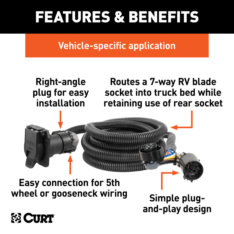 Curt Nissan Titan10ft Harness Extension (Adds 7-Way RV Blade to Truck Bed 10 Pack)