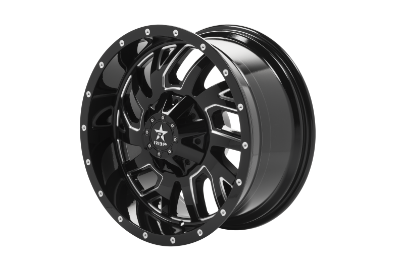 RBP 65R Glock 20x10 6x139.7 BP / 5 BS / -12mm Offset 78mm CB Gloss Black w/Machined Grooves Wheel